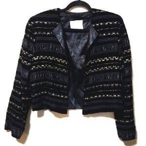 Vintage L Rothschild Night Life Black Velvet Gold Metallic Jacket Size Small EUC